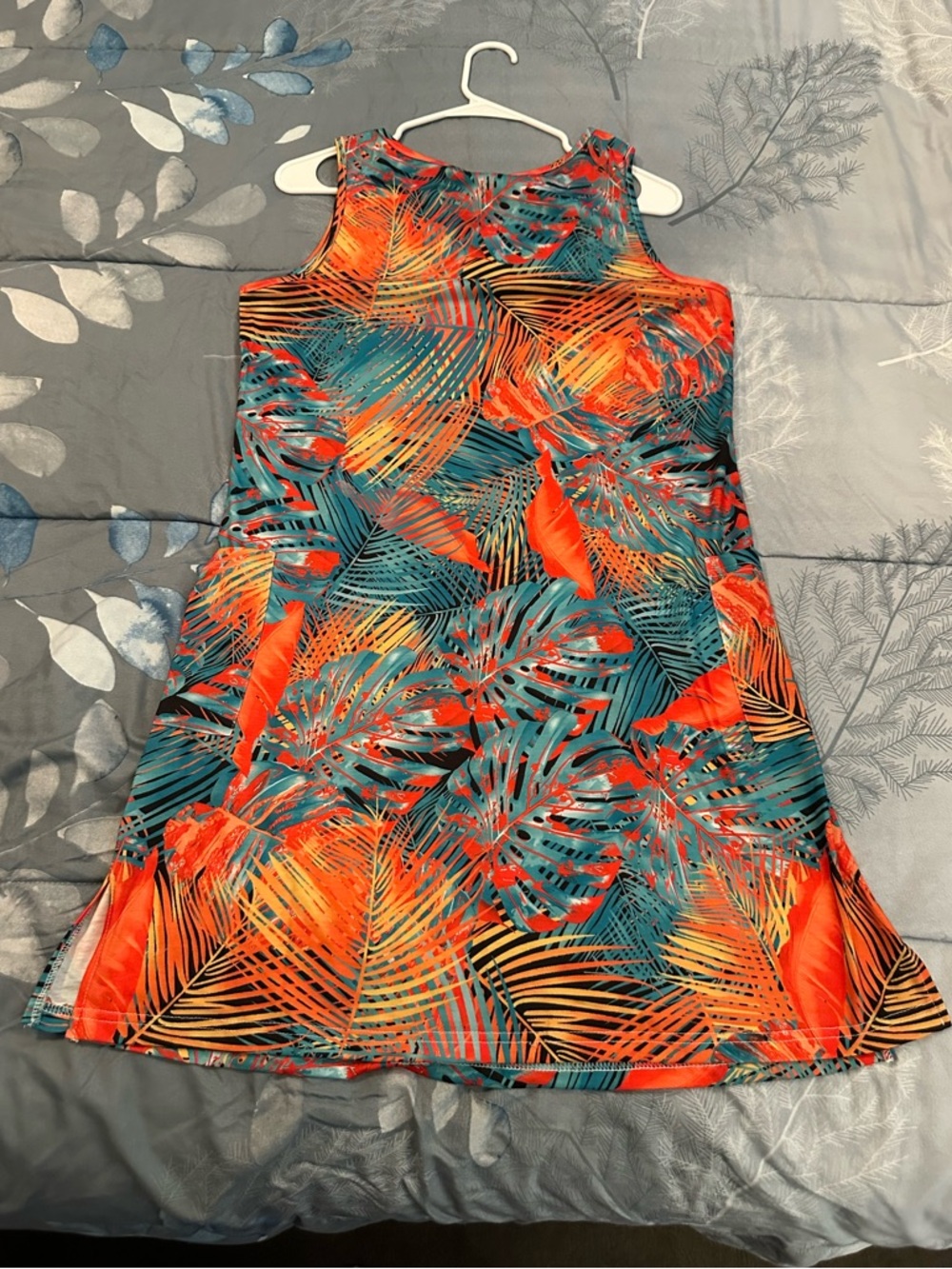 NWT BKRIVE Tropical Leaf Print Sleeveless Tank Dress Sz M Petfect for summer